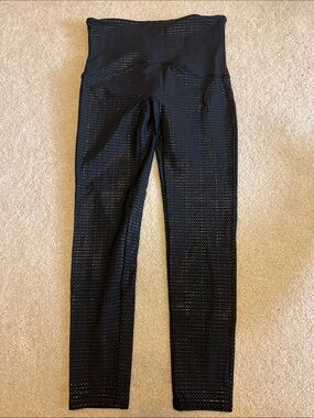 SPANX Black Perforated High-Waist Leggings
